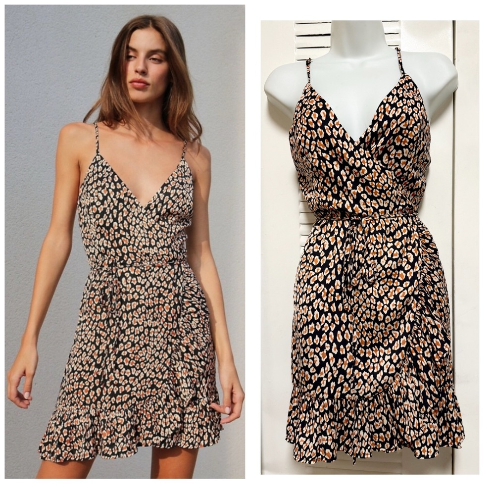 Free People Intimates All My Love Shine Animal Printed Slip Dress Mini Leopard